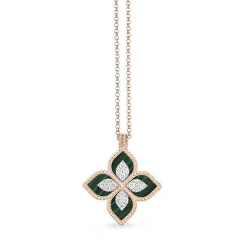 Rose Gold Plated Green Floral Pendant Necklace | Women's Daily Jewelry