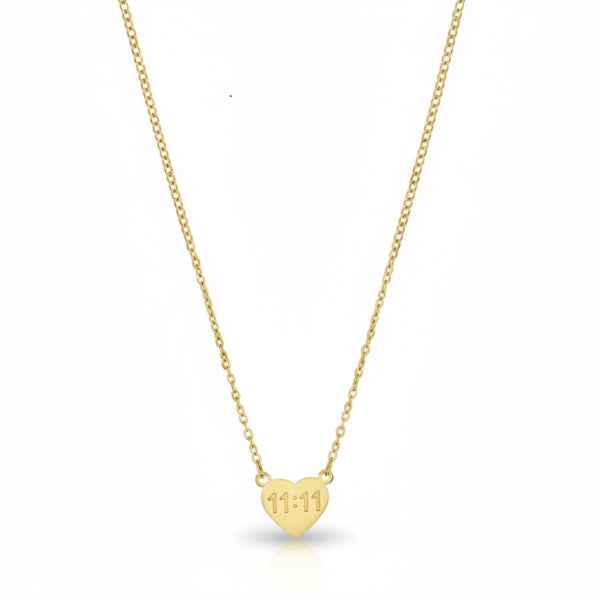 11:11 Heart Necklace in Gold - Angel Number Manifestation Jewelry