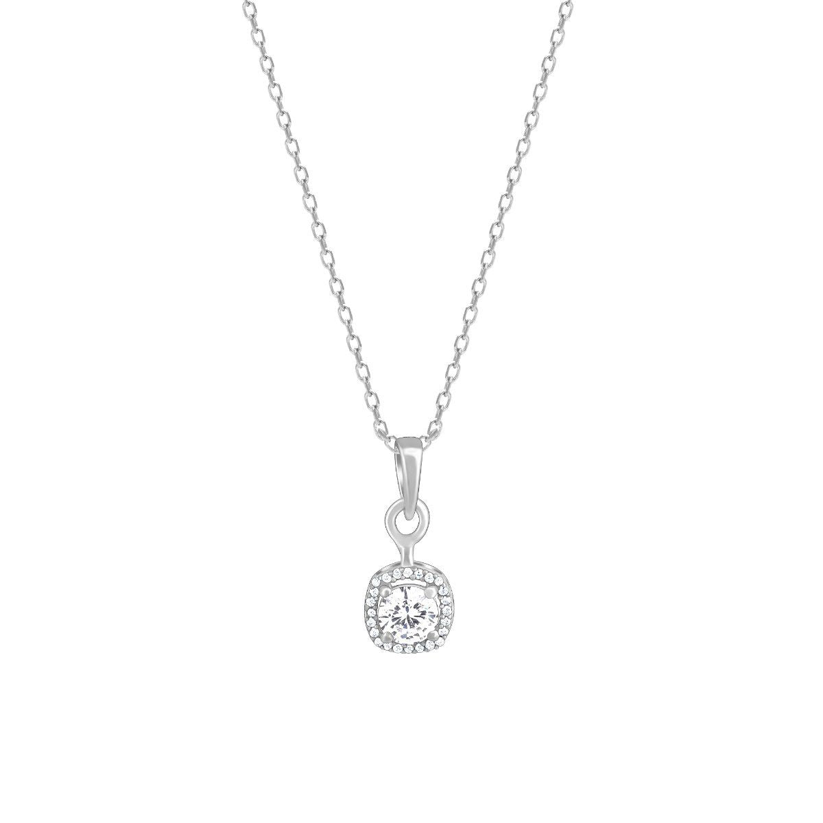 Pack of 2 Austrian Crystal Dangle Earrings & Halo Pendant Necklace | Silver Plated Round Diamond Look Jewelry Set