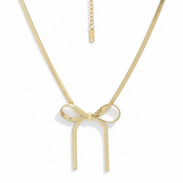 Gold Bow Tie Snake Chain Necklace | Chic & Modern Statement - LA Miraya