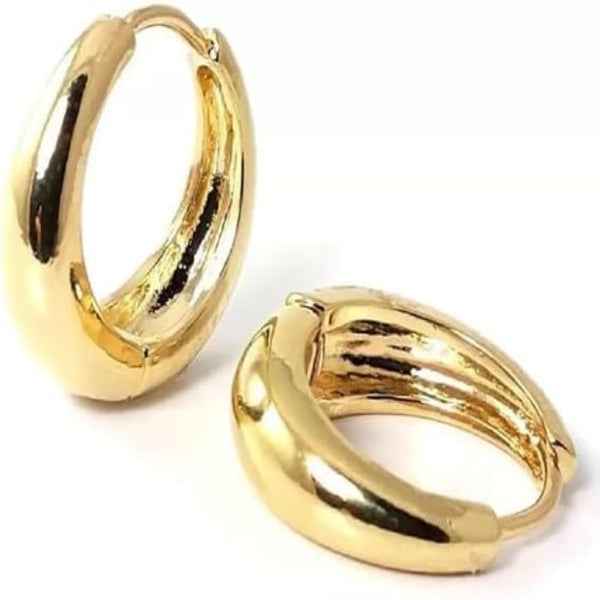 Chunky Gold Dome Hoop Earrings - Thick Huggie Jewelry Set
