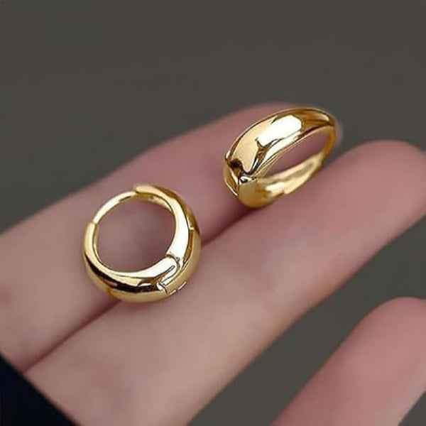 Chunky Gold Dome Hoop Earrings - Thick Huggie Jewelry Set