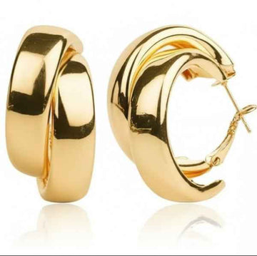 Chunky Gold Huggie Hoop Earrings - Thick Dome Style Jewelry