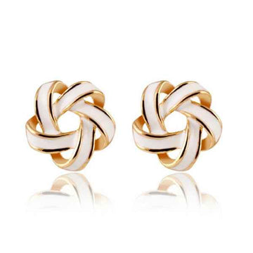 Interlocking Gold Hoop Earrings - Chunky Croissant Style Jewelry