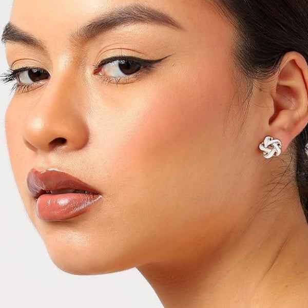 Interlocking Gold Hoop Earrings - Chunky Croissant Style Jewelry