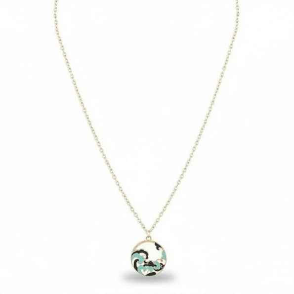 Chic Abstract Enamel Pendant Necklace | Artistic Gold Chain Jewelry