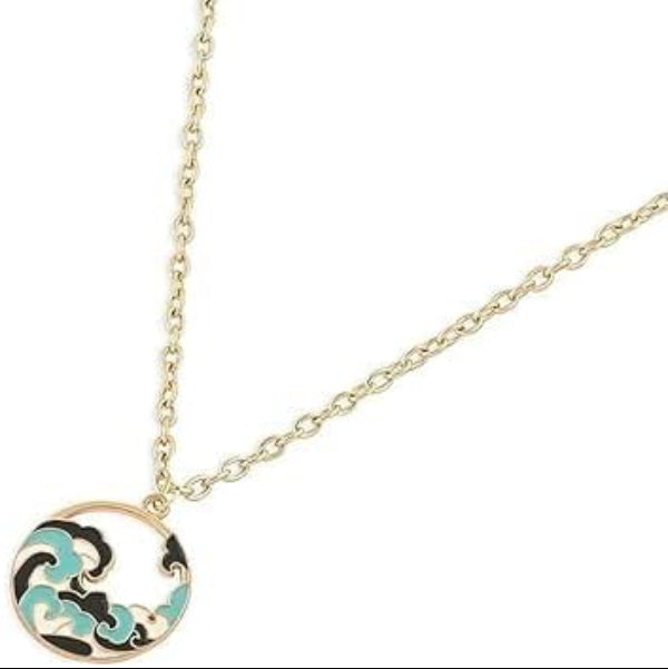 Chic Abstract Enamel Pendant Necklace | Artistic Gold Chain Jewelry