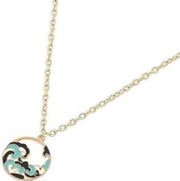 Chic Abstract Enamel Pendant Necklace | Artistic Gold Chain Jewelry