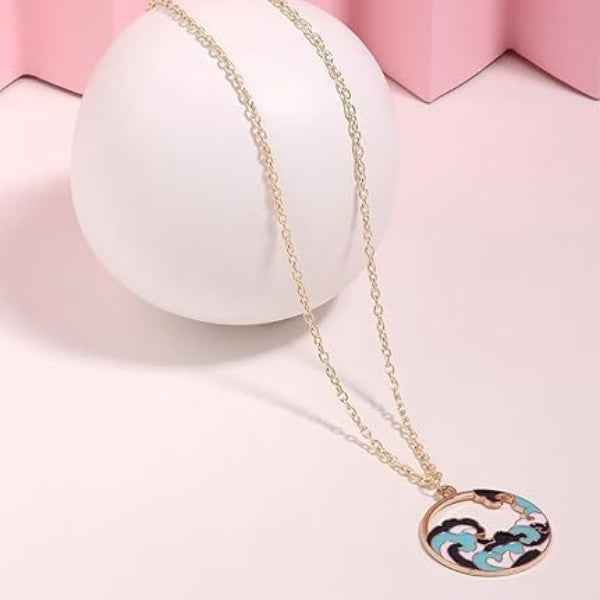 Chic Abstract Enamel Pendant Necklace | Artistic Gold Chain Jewelry