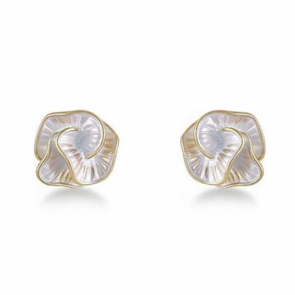 Unique Abstract Flower Earrings – Gold Plated Studs, Artisan Inspired