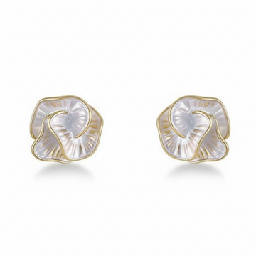 Unique Abstract Flower Earrings – Gold Plated Studs, Artisan Inspired