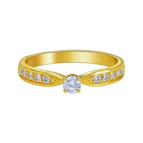Adjustable Solitaire Ring - Classic Gold Cubic Zirconia Statement Band