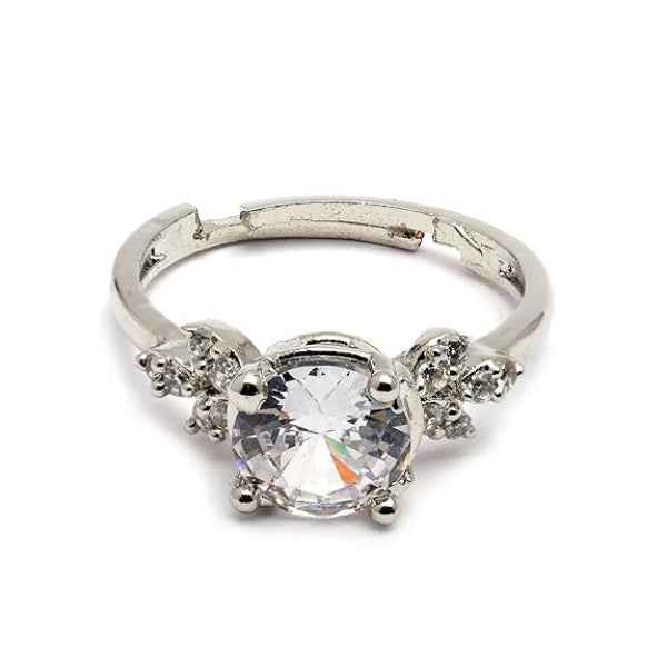 Elegant Adjustable Solitaire Ring - Sparkling Cubic Zirconia Jewelry