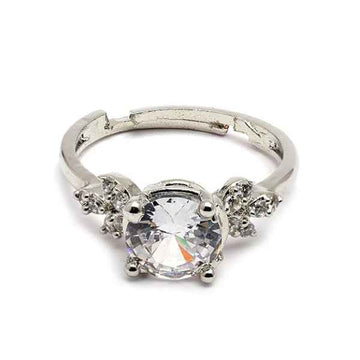 Elegant Adjustable Solitaire Ring - Sparkling Cubic Zirconia Jewelry