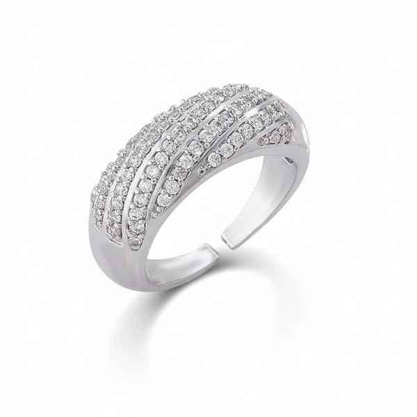 Adjustable Solitaire Ring - Classic Silver Cubic Zirconia Band
