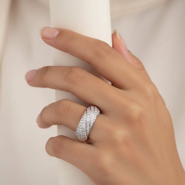 Adjustable Solitaire Ring - Classic Silver Cubic Zirconia Band