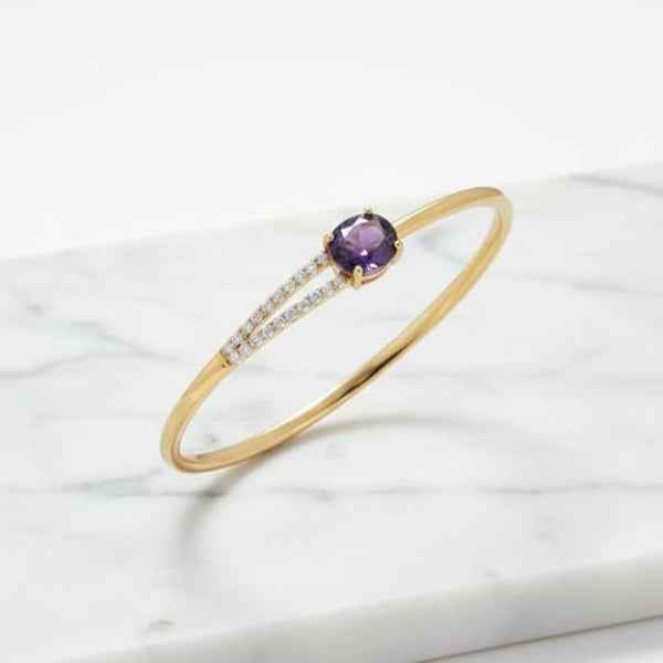 Amethyst Gold Bracelet: Dainty Purple Gemstone Jewelry for Women