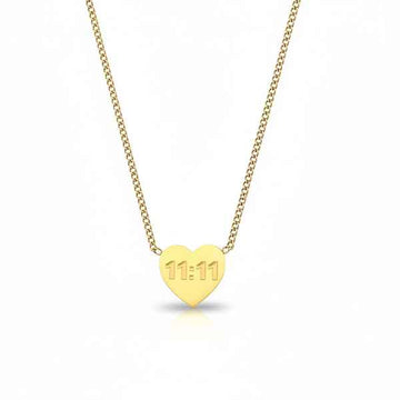 11:11 Angel Number Necklace - Gold Heart Pendant Manifestation Jewelry