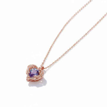 Angelic Rose Gold Heart Necklace | Colorful Ornate Crystal Pendant