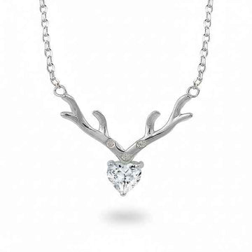 Antler Heart Necklace | Sterling Silver Deer Jewelry with Zirconia