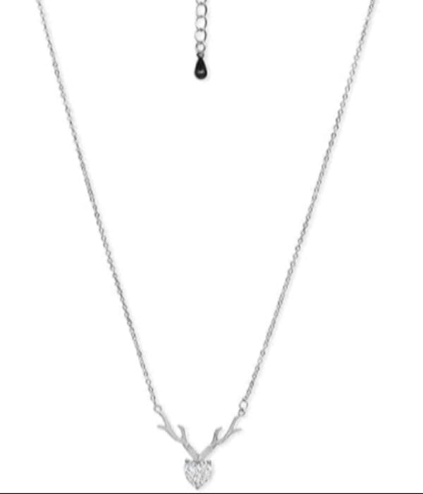 Antler Heart Necklace | Sterling Silver Deer Jewelry with Zirconia - LA Miraya