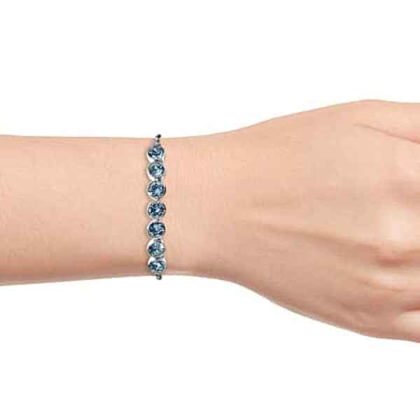 Radiant Aquamarine Crystal Bolo Bracelet | Platinum Plated Jewelry