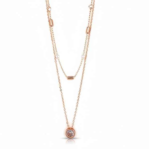 Artistic Gold Rose Necklace | Luminous Detailed Crystal Jewelry