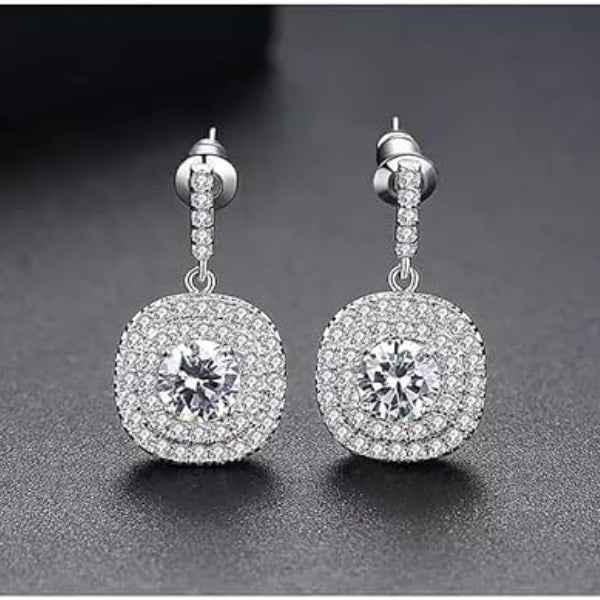 Austrian Crystal Dangle Earrings | 14k Silver Plated Stylish Jewelry