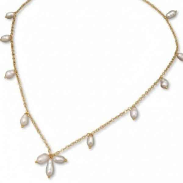 Dainty Gold Chain with Baroque Pearl Necklace | Freshwater Pearl