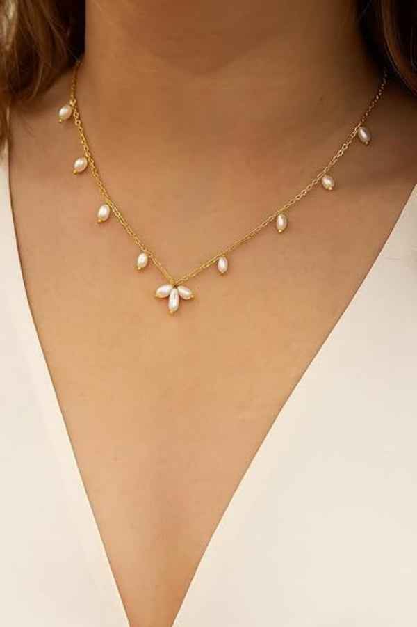 Dainty Gold Chain with Baroque Pearl Necklace | Freshwater Pearl