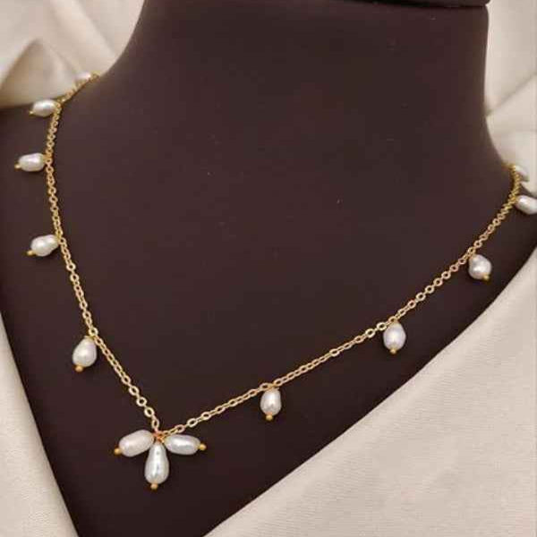 Dainty Gold Chain with Baroque Pearl Necklace | Freshwater Pearl