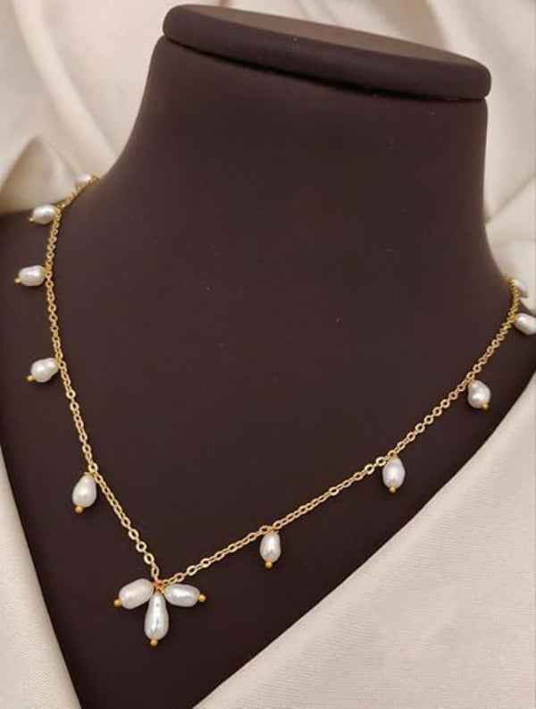 Dainty Gold Chain with Baroque Pearl Necklace | Freshwater Pearl