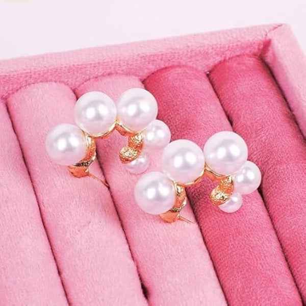 Chunky Gold Baroque Pearl Hoop Earrings | Trendy Cluster Design