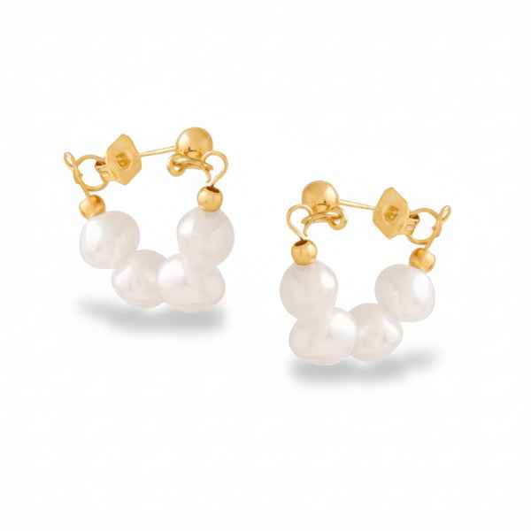 Baroque Pearl Hoops - Gold Huggie Earrings & Dainty Pearl Jewelry