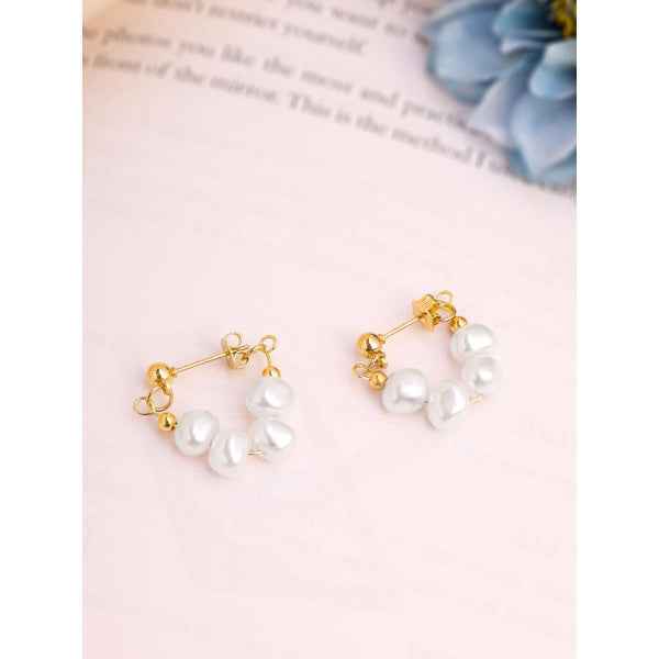 Baroque Pearl Hoops - Gold Huggie Earrings & Dainty Pearl Jewelry