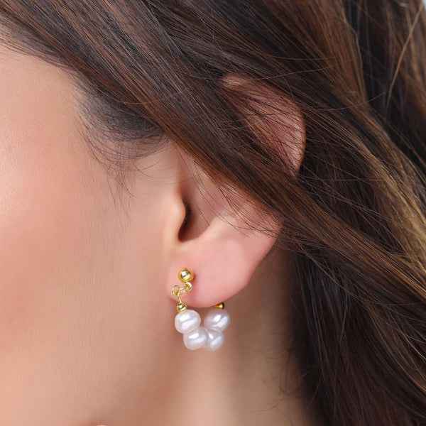 Baroque Pearl Hoops - Gold Huggie Earrings & Dainty Pearl Jewelry