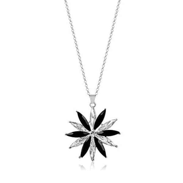 Stunning Black Crystal Necklace – Silver Starburst Pendant Jewelry