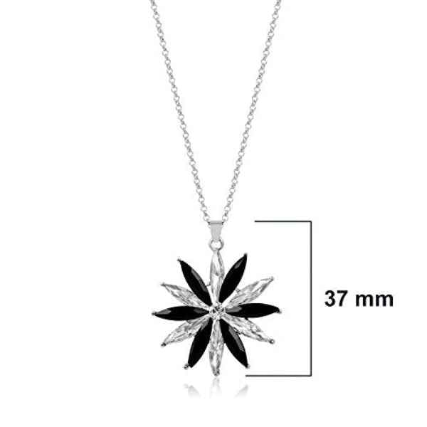 Stunning Black Crystal Necklace – Silver Starburst Pendant Jewelry