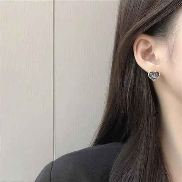 Black Heart Earrings | Dainty Gold Heart Studs Minimalist Jewelry