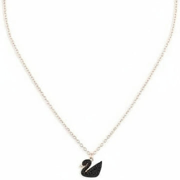Dainty Rose Gold Black Swan Necklace | Enamel Animal Charm - LA Miraya
