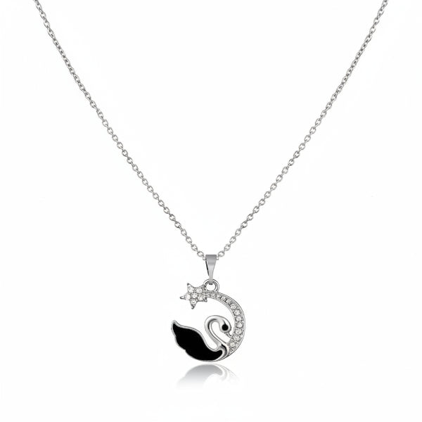 Black Swan Necklace | Sterling Silver Pendant | Crystal Animal Jewelry - LA Miraya