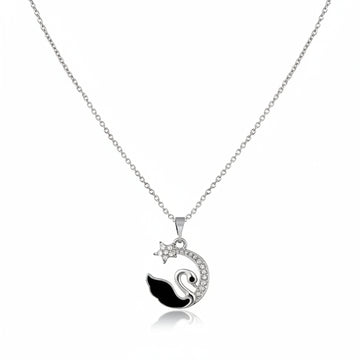 Black Swan Necklace | Sterling Silver Pendant | Crystal Animal Jewelry - LA Miraya