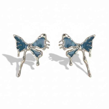 Blue Butterfly Studs | Dainty Silver Enamel Butterfly Wing Jewelry