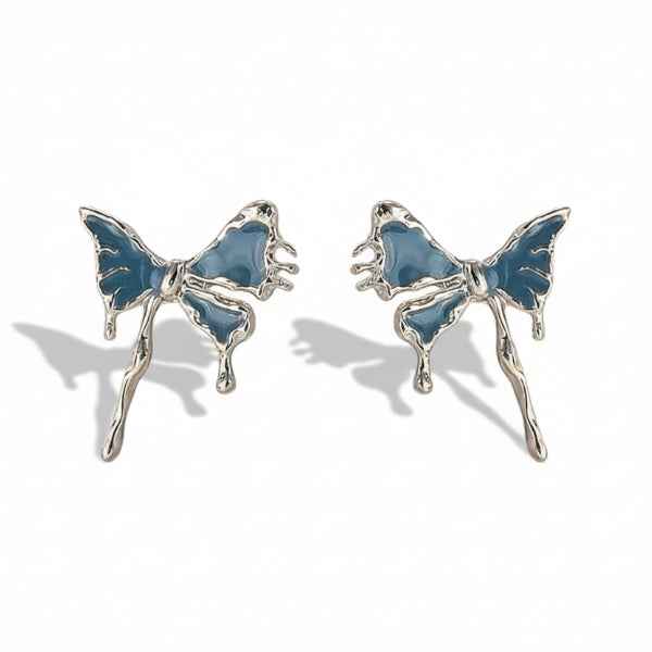 Blue Butterfly Studs | Dainty Silver Enamel Butterfly Wing Jewelry