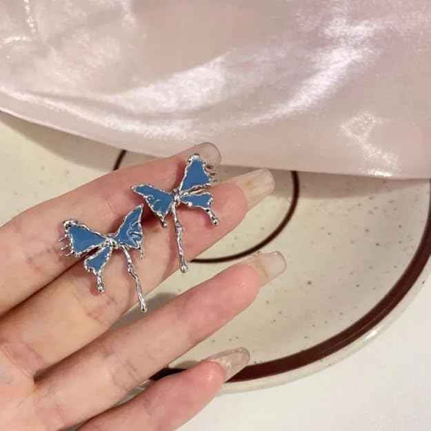 Blue Butterfly Studs | Dainty Silver Enamel Butterfly Wing Jewelry