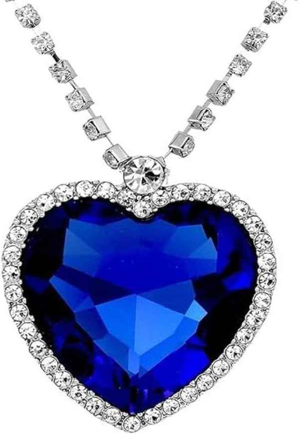 Blue Crystal Heart Pendant Necklace | Heart of the Ocean Style