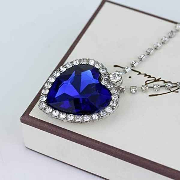 Blue Crystal Heart Pendant Necklace | Heart of the Ocean Style