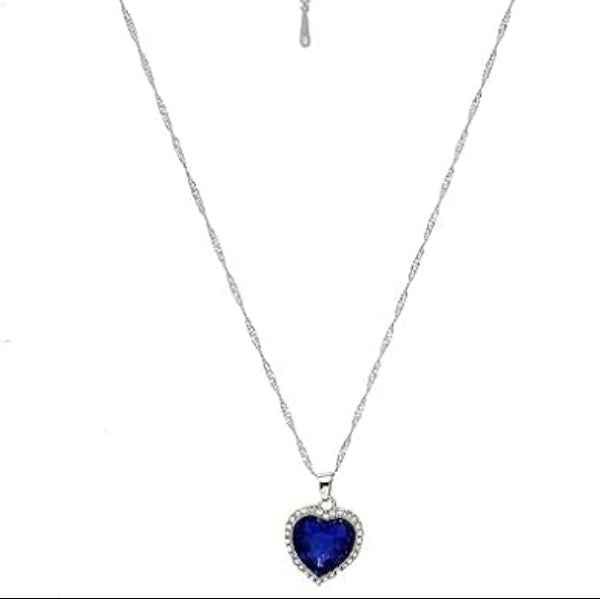Ocean Blue Heart Pendant Necklace | Dazzling Cubic Zirconia