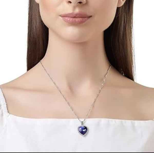 Ocean Blue Heart Pendant Necklace | Dazzling Cubic Zirconia