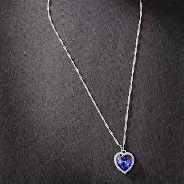 Ocean Blue Heart Pendant Necklace | Dazzling Cubic Zirconia